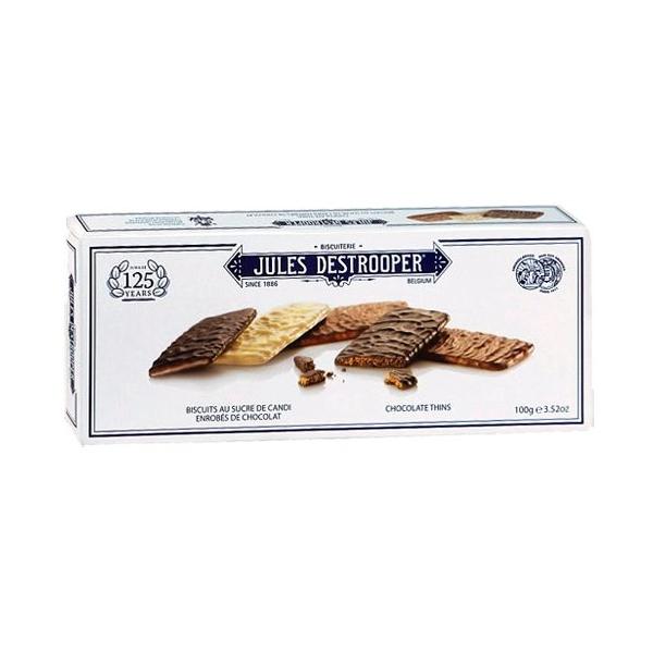 Печенье Jules Destrooper тонкое ассорти облитое шоколадом, 100 г