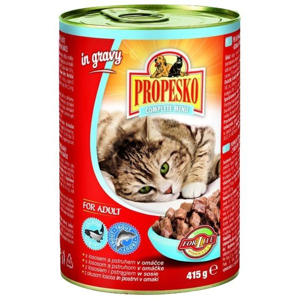 Корм для кошек Propesko с лососем, с форелью (кусочки в соусе)