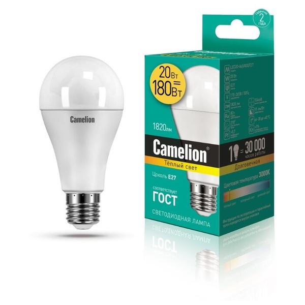 Лампа светодиодная Camelion 13164, E27, A65, 20Вт