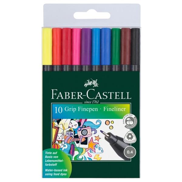 Faber-Castell набор капиллярных ручек Grip Finepen, 10 цветов, 0,4 мм (151610)