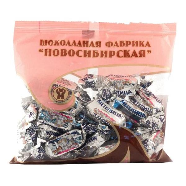 Конфеты Шоколадная фабрика Новосибирская Метелица, начинка пралине, пакет