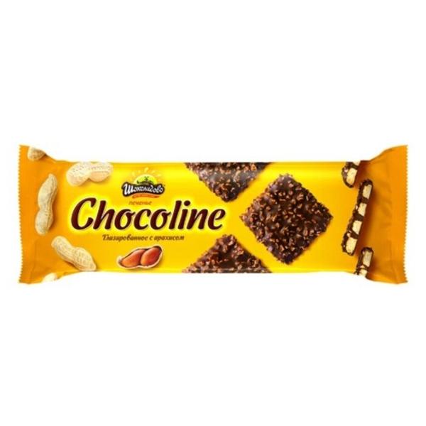 Печенье Шоколадово Chocoline глазированное с арахисом, 200 г