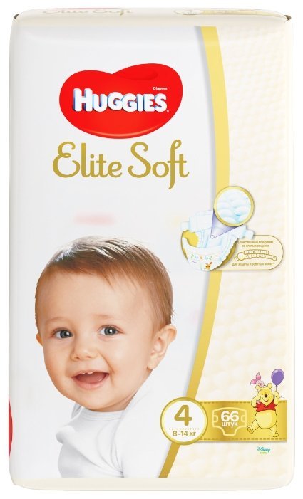Huggies подгузники Elite Soft 4 (8-14 кг) 66 шт.