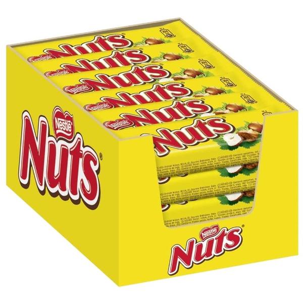 Батончик Nuts с цельным фундуком, 50 г, коробка