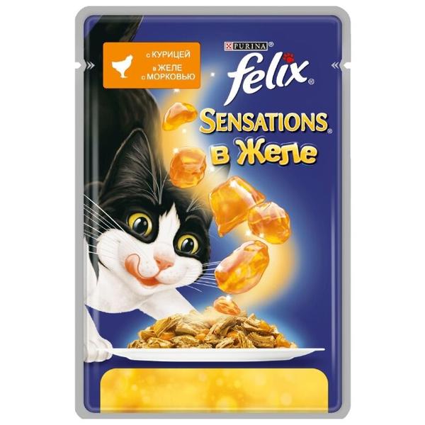 Корм для кошек Felix Sensations с курицей и с морковью 85 г (кусочки в желе)