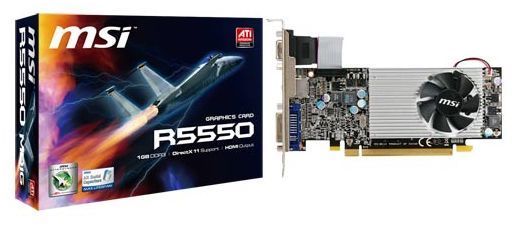 MSI Radeon HD 5550 550Mhz PCI-E 2.1 1024Mb 1600Mhz 128 bit DVI HDMI HDCP