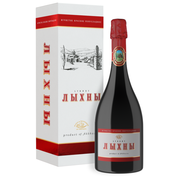 Вино игристое Вина и Воды Абхазии "Лыхны" красное полусладкое 0,75 л