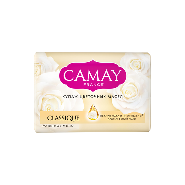 Мыло кусковое Camay Classique с ароматом белой розы