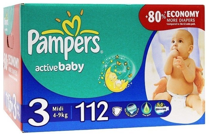 Pampers подгузники Active Baby 3 (4-9 кг) 112 шт.