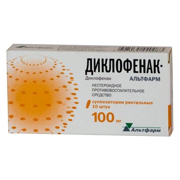 Диклофенак-Альтфарм супп. рект. 100 мг №10