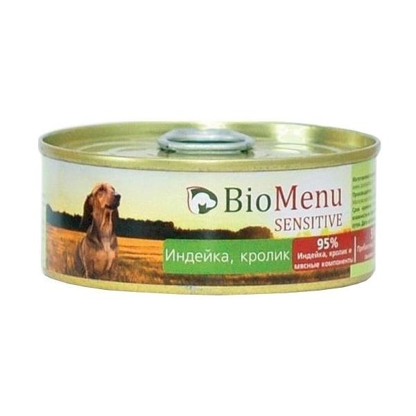 Корм для собак BioMenu Sensitive консервы для собак с индейкой и кроликом