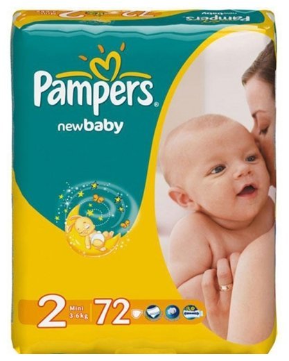 Pampers подгузники New Baby 2 (3-6 кг) 72 шт.