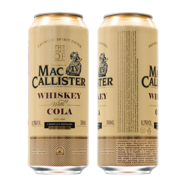 Напиток слабоалкогольный винный Maccallister Whiskey with Cola, 0.5 л