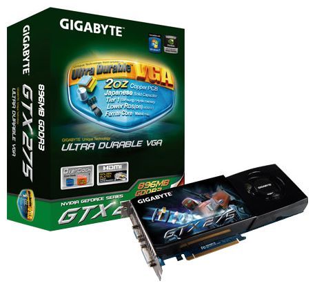 GIGABYTE GeForce GTX 275 660Mhz PCI-E 2.0 896Mb 2400Mhz 448 bit DVI HDMI HDCP