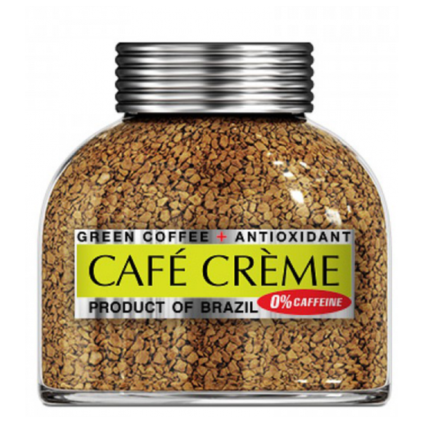 Кофе растворимый Cafe Creme Green Coffe + Antioxidant сублимированный декофеинизирвоанный, стеклянная банка