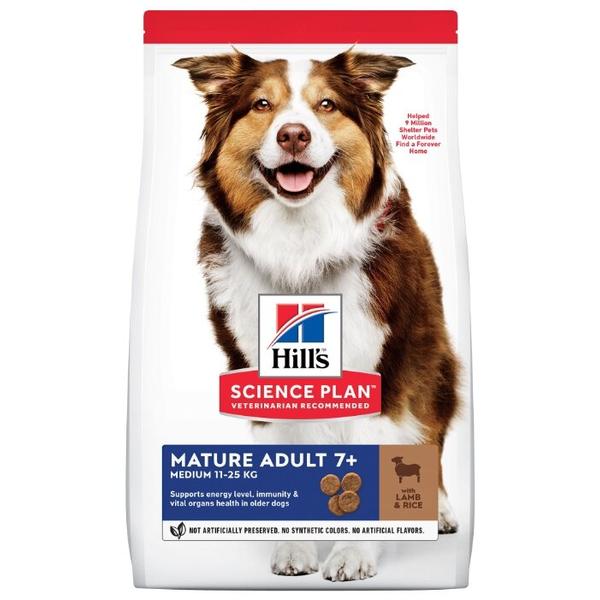 Корм для пожилых собак Hill's Science Plan для здоровья кожи и шерсти, ягненок с рисом (для средних пород)
