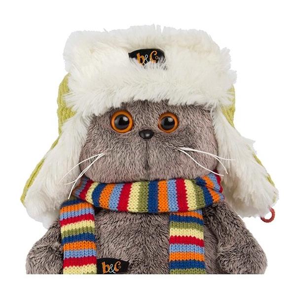 Мягкая игрушка Basik&Co Кот Басик в зимней шапке 19 см