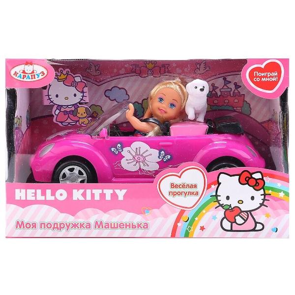 Кукла Карапуз Hello Kitty Машенька с машиной и собакой, 12см, MARY006X-HK