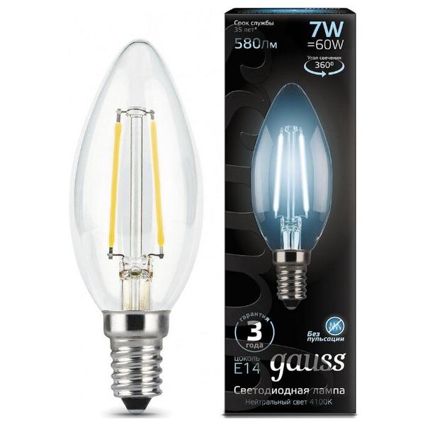 Лампа светодиодная gauss 103801207, E14, C35, 7Вт