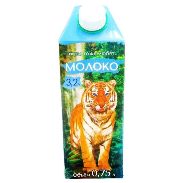 Молоко Амурское раздолье ультрапастеризованное Тигры тоже любят 3.2%, 0.75 л