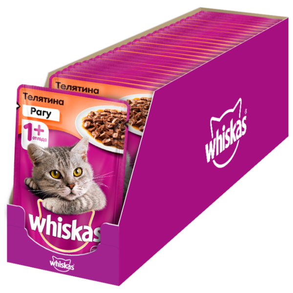 Корм для кошек Whiskas с телятиной 85 г (кусочки в соусе)