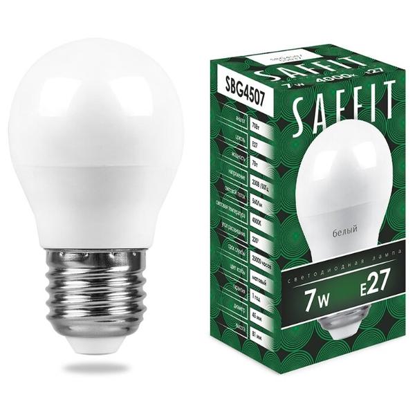 Лампа светодиодная Saffit SBG4507 55037, E27, G45, 7Вт