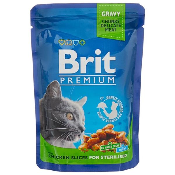 Корм для стерилизованных кошек Brit Premium беззерновой, с курицей 100 г (кусочки в соусе)