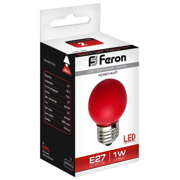 Лампа светодиодная Feron LB-37 25116, E27, G45, 1Вт