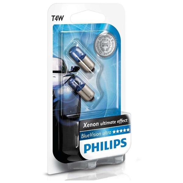 Лампа автомобильная накаливания Philips Blue Vision 12929BVB2 T4W 4W 2 шт.