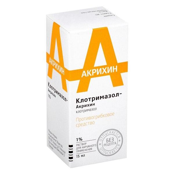 Клотримазол-акрихин р-р д/нар. прим. 1% фл. 15мл