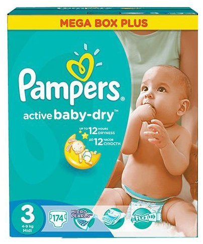 Pampers подгузники Active Baby-Dry 3 (4-9 кг) 174 шт.