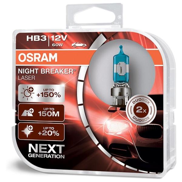 Лампа автомобильная галогенная Osram NIGHT BREAKER LASER HB3 9005NL-HCB 12V 60W 2 шт.