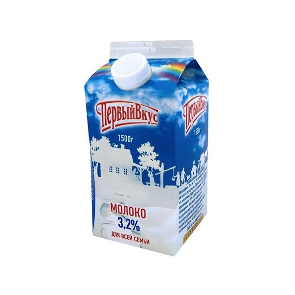 Молоко Первый вкус пастеризованное 3.2%, 1.5 л
