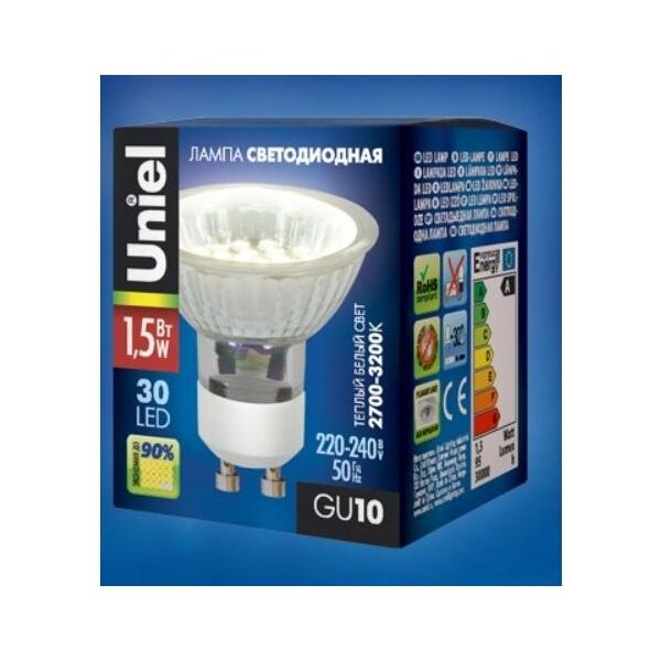 Лампа светодиодная Uniel UL-00004009, GU10, JCDR, 1.5Вт