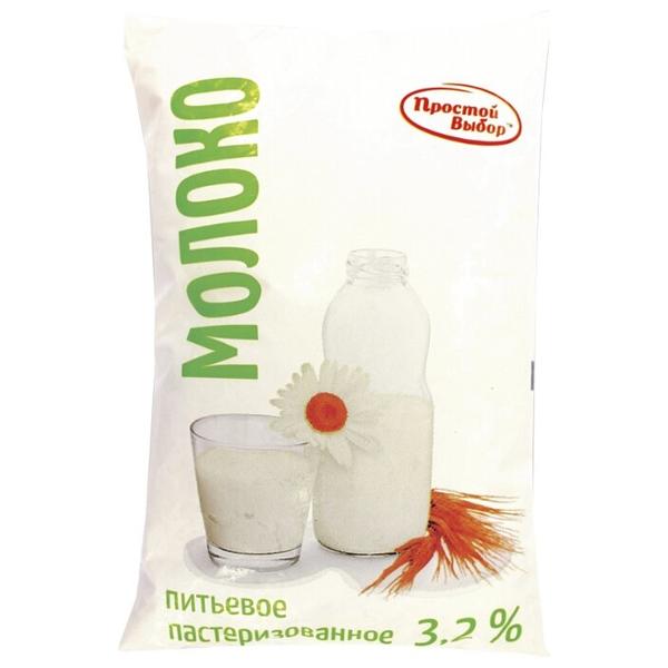 Молоко Простой выбор пастеризованное 3.2%, 0.9 л