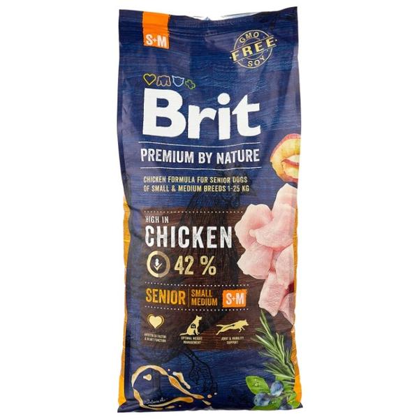 Корм для пожилых собак Brit Premium by Nature курица