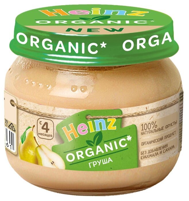 Heinz груша Organic (с 4 месяцев) 80 г, 1 шт.