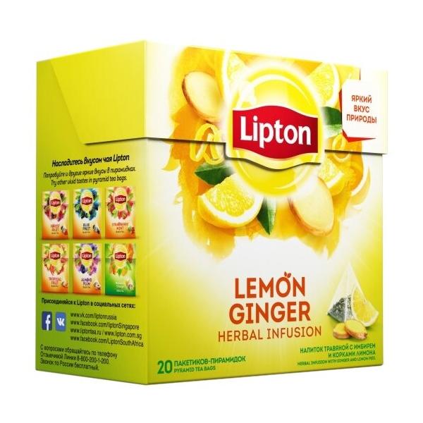 Чайный напиток фруктовый Lipton Lemon Ginger в пирамидках