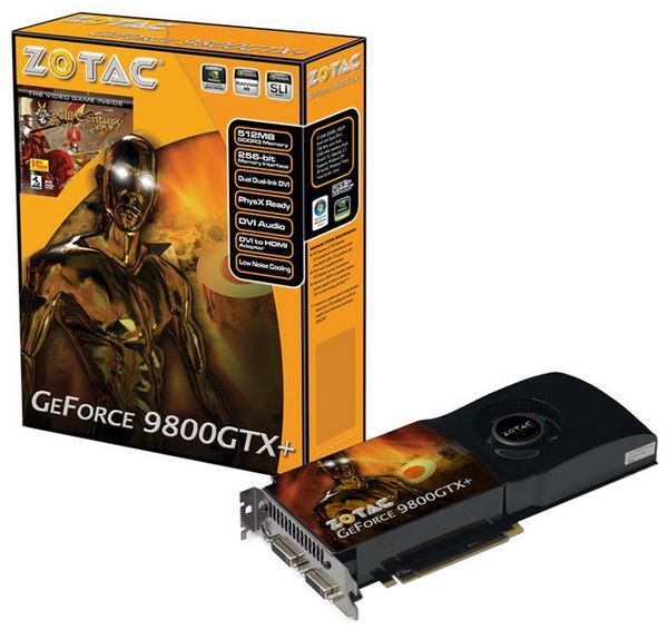 ZOTAC GeForce 9800 GTX+ 738Mhz PCI-E 2.0 512Mb 2200Mhz 256 bit 2xDVI TV HDCP YPrPb