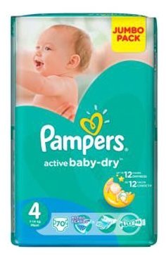 Pampers подгузники Active Baby-Dry 4 (7-14 кг) 70 шт.