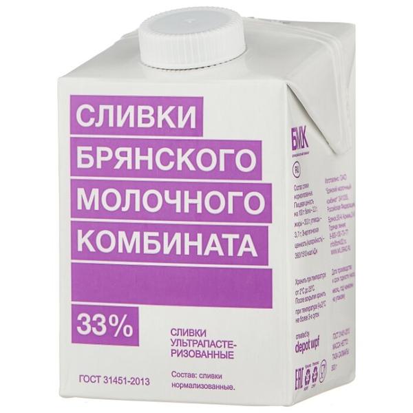 Сливки Брянский Молочный Комбинат ультрапастеризованные 33%, 500 г