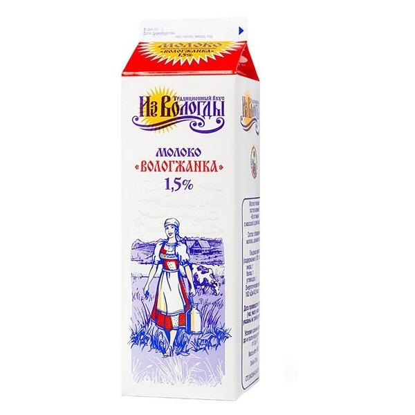 Молоко Вологжанка пастеризованное 1.5%, 1 л