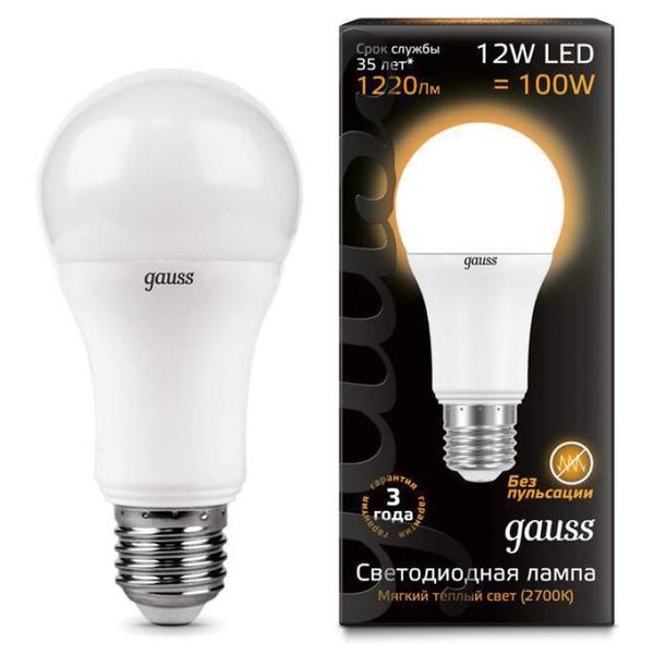 Лампа светодиодная gauss 102502112, E27, G60, 12Вт