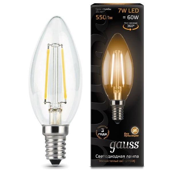 Лампа светодиодная gauss 103801107, E14, C35, 7Вт