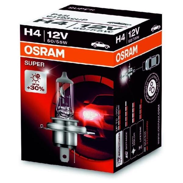 Лампа автомобильная галогенная Osram SUPER 64193SUP +30% H4 60/55W 1 шт.
